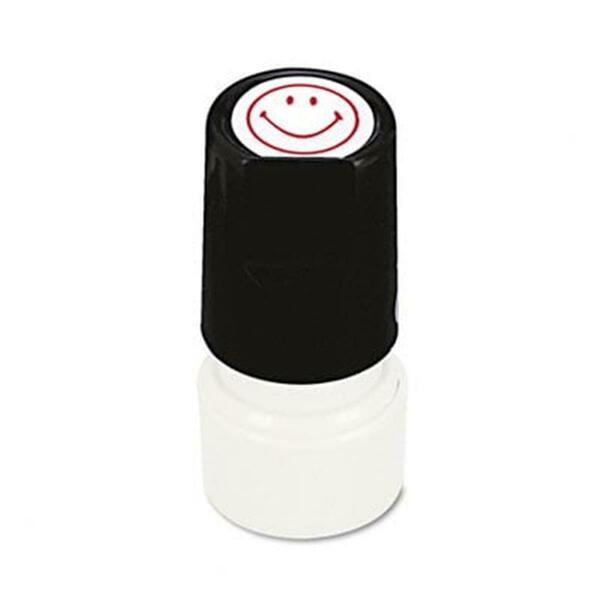 Universal Battery Universal One-Color Round Message Stamp Smiley Face Pre-Inked/Re-Inkable Red 10080